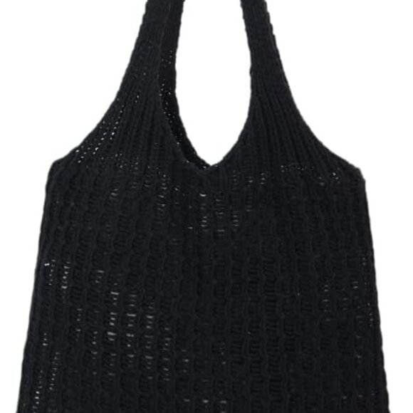 Crochet Shoulder Bag Handmade Lightweight Polyester Travel Tote for Women - Picture 1 of 8